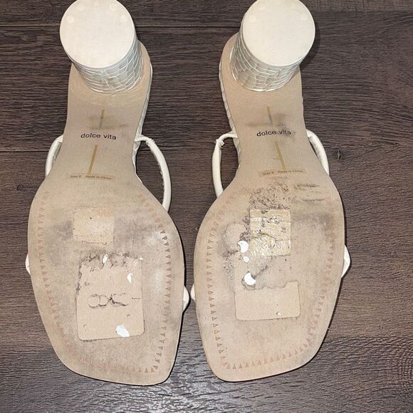 Dolce‎ Vita Noles Croc Double Strap High Heels Block Heel Slip On Ivory Size 9 - Picture 8 of 8